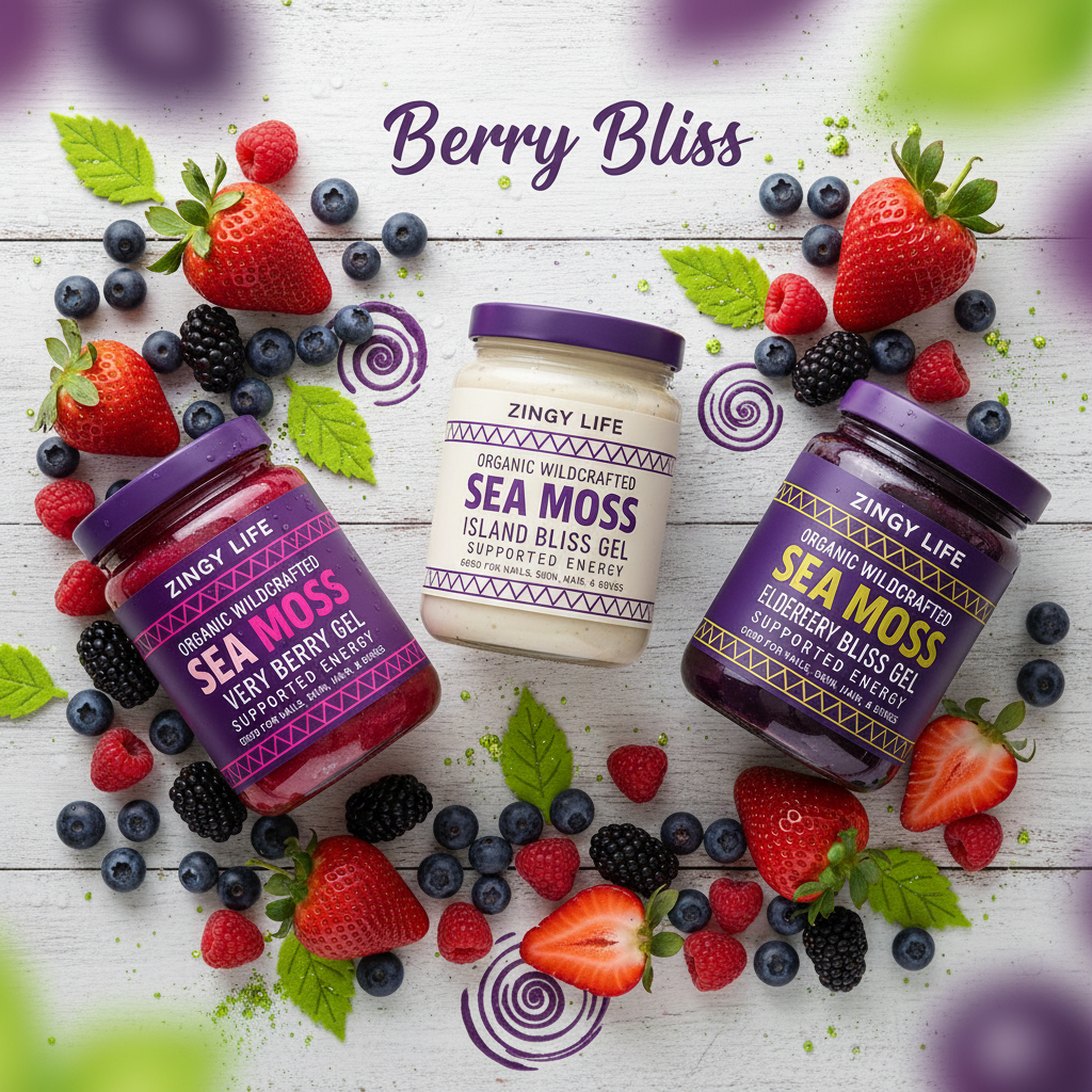 MGMモイスチャージェル 36g Berry Bliss Sea Moss Bundle - Very Berry, Elderberry, Island Bliss