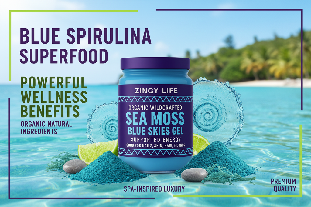 Blue Skies Sea Moss Gel with Blue Spirulina Ad