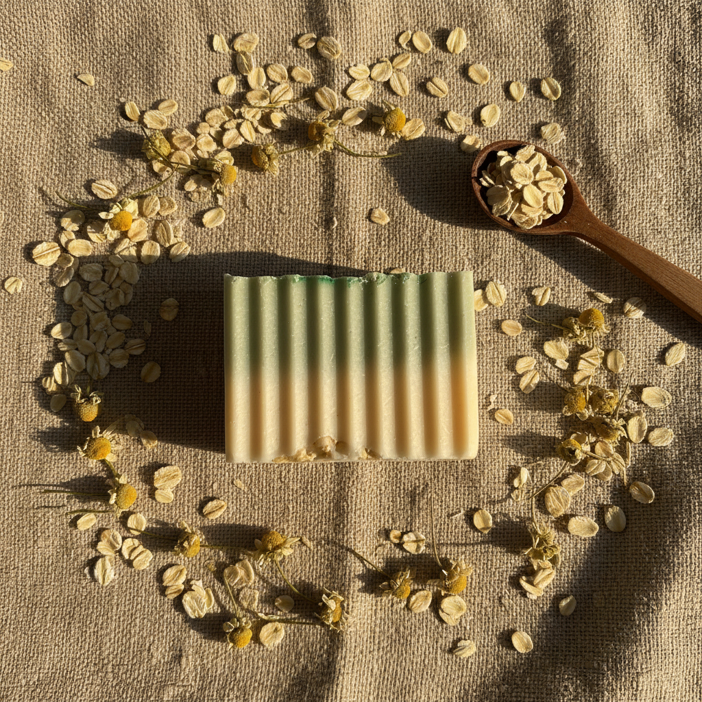 Oatmeal Soap Botanical Flatlay