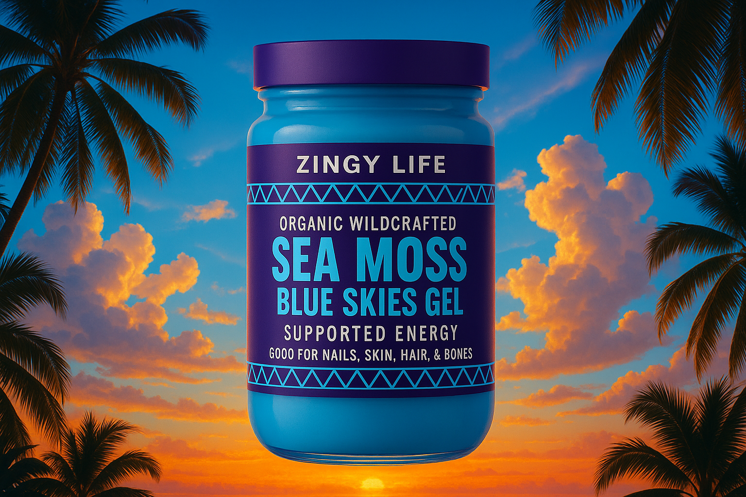 Sea Moss Jar in Tropical Sky