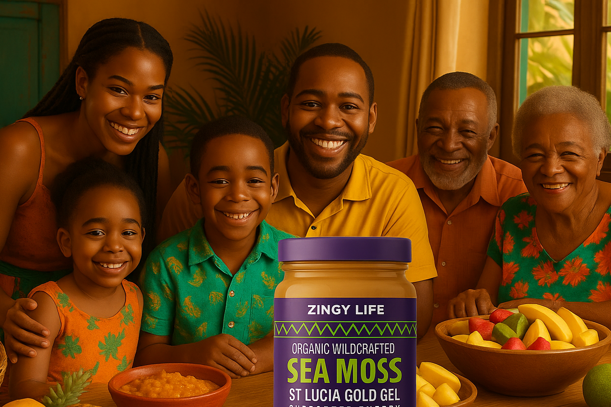 St. Lucian family with Sea Moss gel - corrected spelling