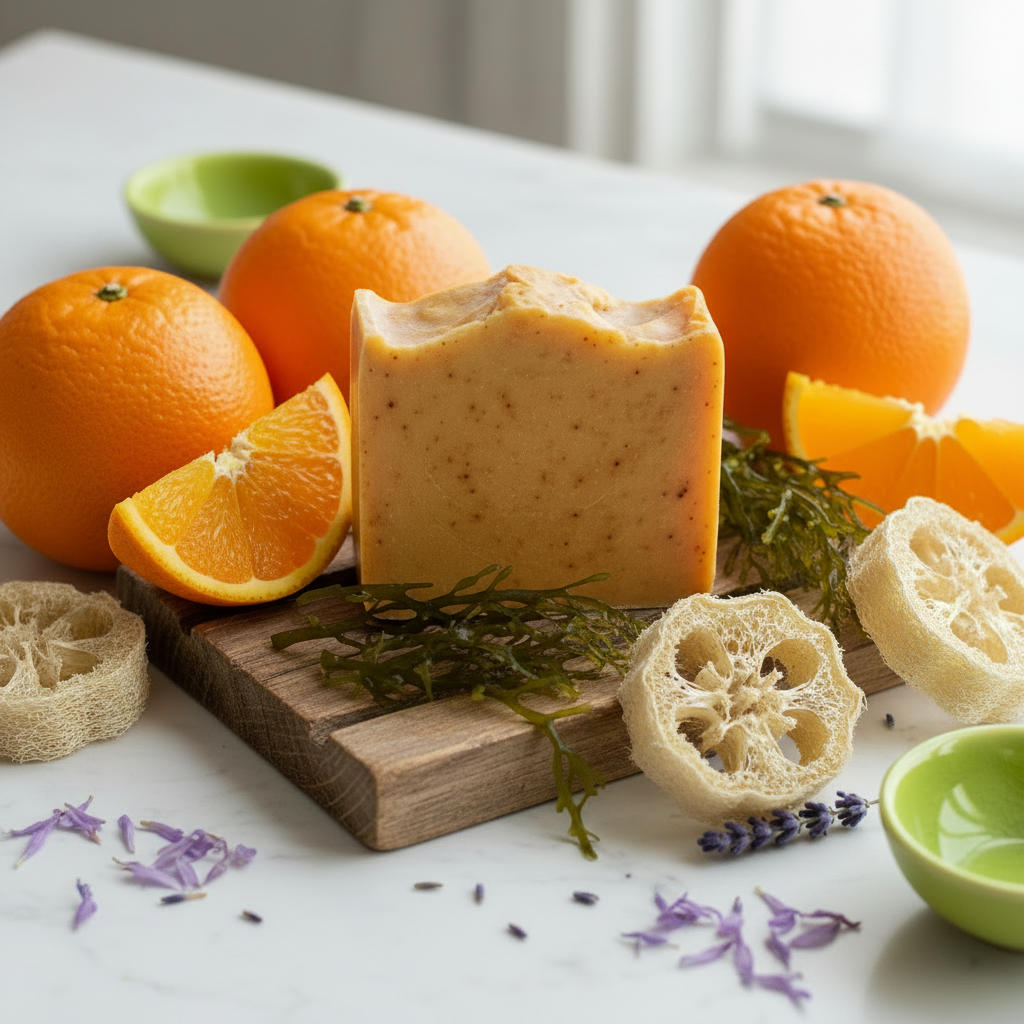 Sweet Orange Sea Moss Soap with Loofah